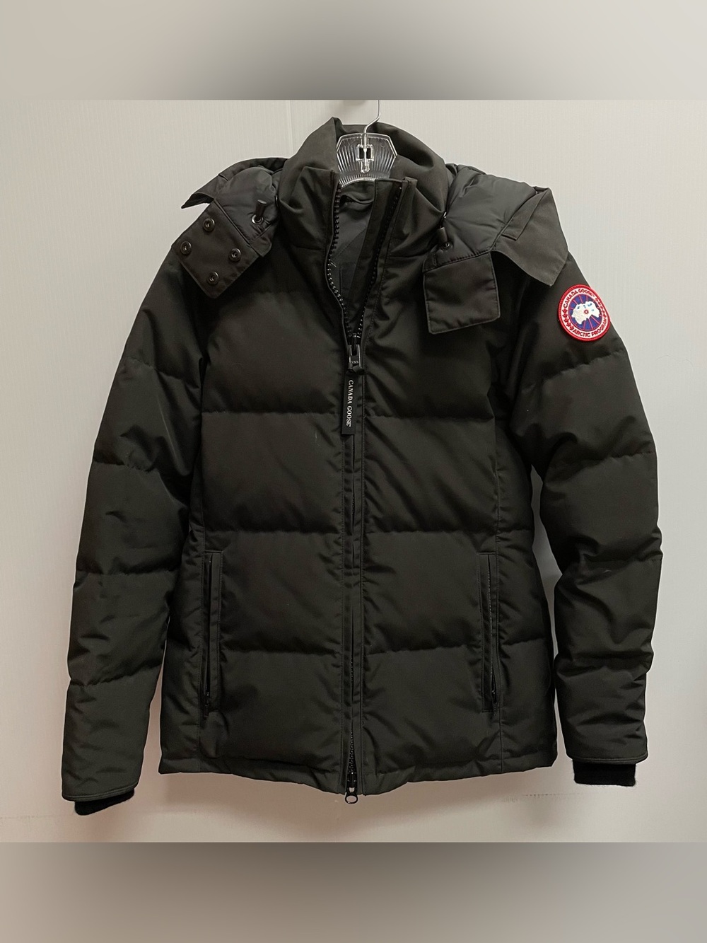 CANADA GOOSE BLACK CHELSEA HOODED DUCK DOWN PARKA SZ S WOMENS